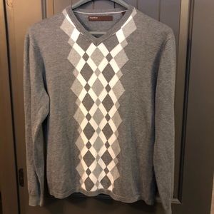 Perry Ellis Men’s Gray & White Knit Sweater - L
